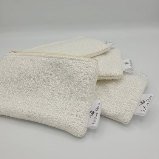 Mini Zipper Pouch | Handwoven Rayon | Snowfall